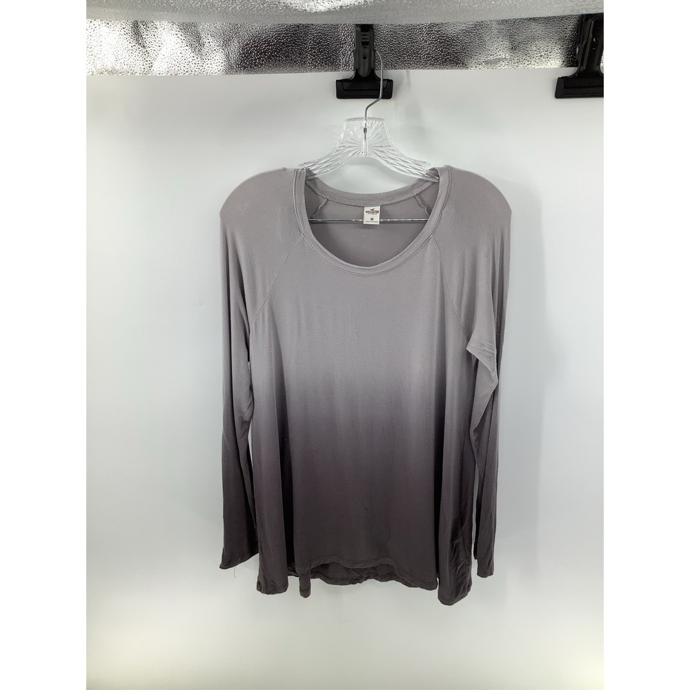 Hollister California Ombre Raglan Long Sleeve Top Grey Purple Scoop Neck M